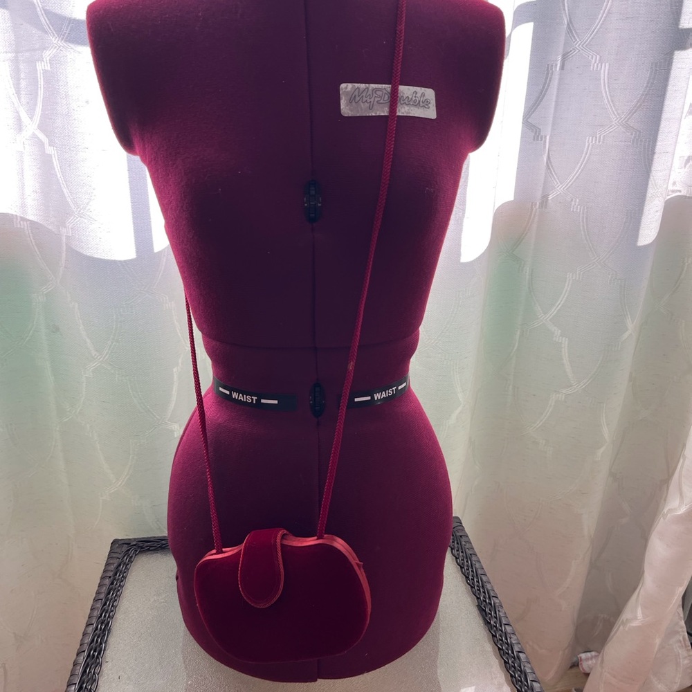 Cherry Red Velvet Party Purse CrossBody Zipper Magnetic clasp